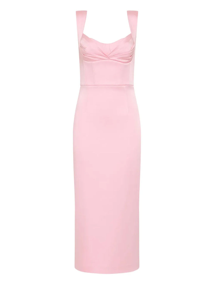 Rebecca Vallance Aymee Sweetheart Neckline Midi Dress — Pink — Size XS — Front View