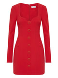 Rebecca Vallance Cameron Button Front Mini Dress — Red — Size XS — Front View