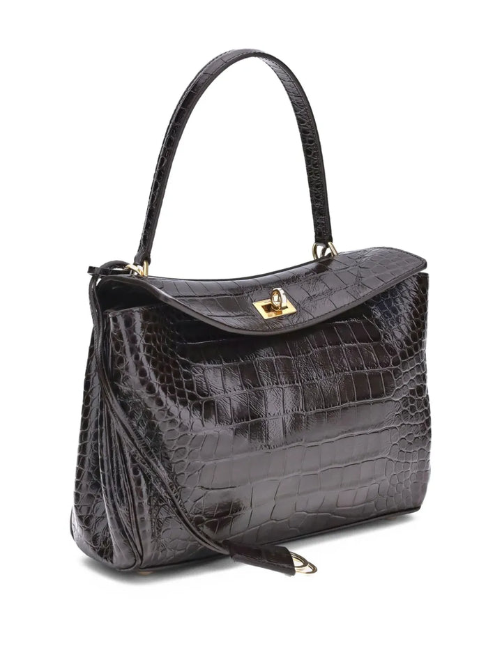 Balenciaga Medium Crocodile Effect Shoulder Bag — Same as shown — Size One Size — Back View