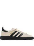 adidas Leather Three-Stripes Low-Top Sneakers — Beige — Size US M 10 - US W 11.5 — Front View