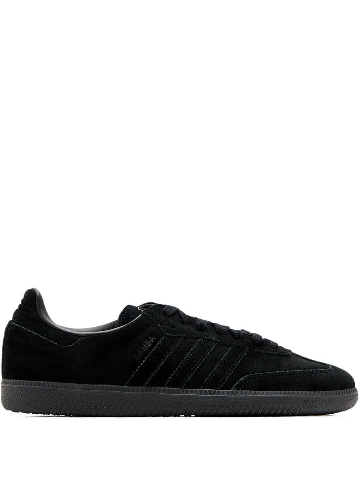 adidas Samba Suede-Leather Sneakers — Black — Size US M 7 - US W 8.5 — Front View