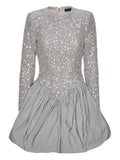 Rotate Birger Christensen Sequin Embellished Bubble Mini Dress — Grey — Size XS — Front View