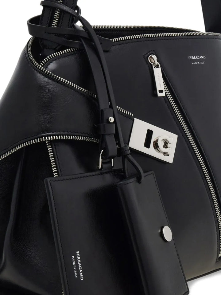 Ferragamo Medium Hug Soft Zip Detail Shoulder Bag — Same as shown — Size One Size — Detail View