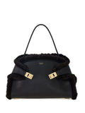 Ferragamo Medium Hug Soft Fur Trimmed Shoulder Bag — Same as shown — Size One Size — Front View