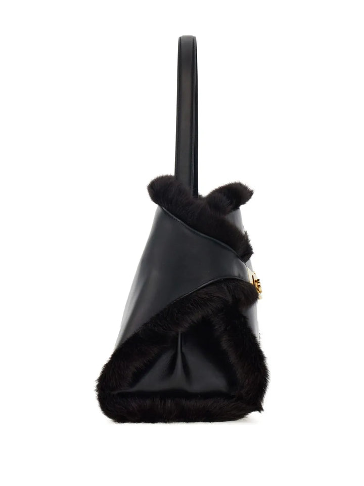Ferragamo Medium Hug Soft Fur Trimmed Shoulder Bag — Same as shown — Size One Size — Back View