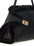 Ferragamo Medium Hug Soft Fur Trimmed Shoulder Bag — Same as shown — Size One Size — Top View