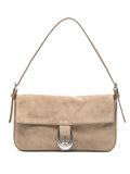 Staud Harlow Buckled Suede Shoulder Bag — Same as shown — Size One Size — Front View