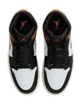 Air Jordan 1 Mid Black Toe Starfish Sneakers — Orange/Black/White — Size US M 9.5 - US W 11 — Side View