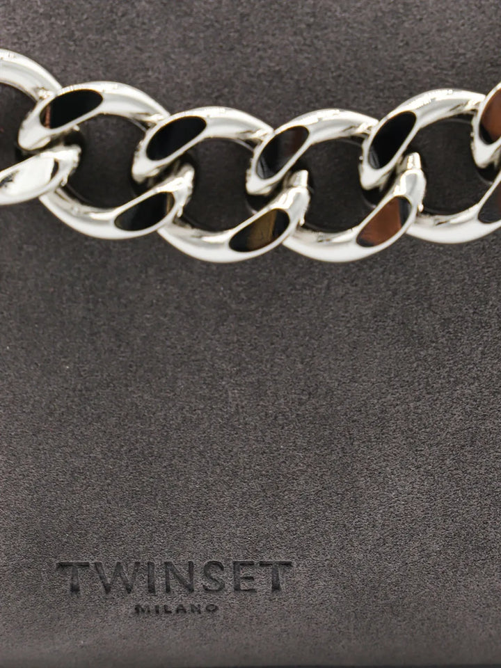 Twinset Liliane Chain Embellished Suede Shoulder Bag — Same as shown — Size One Size — Top View