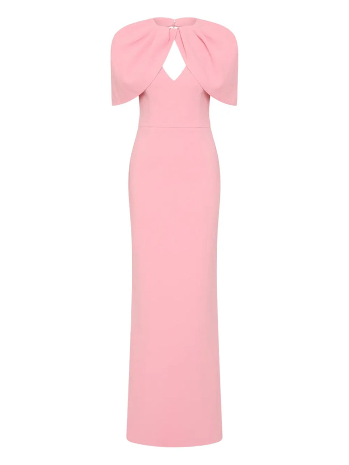 Rebecca Vallance Xena Petal Sleeve Keyhole Gown — Pink — Size XS — Front View