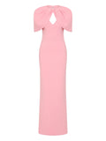 Rebecca Vallance Xena Petal Sleeve Keyhole Gown — Pink — Size XS — Front View