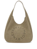 Stella Mccartney Large Logo Perforated Suede Shoulder Bag — Same as shown — Size One Size — Front View