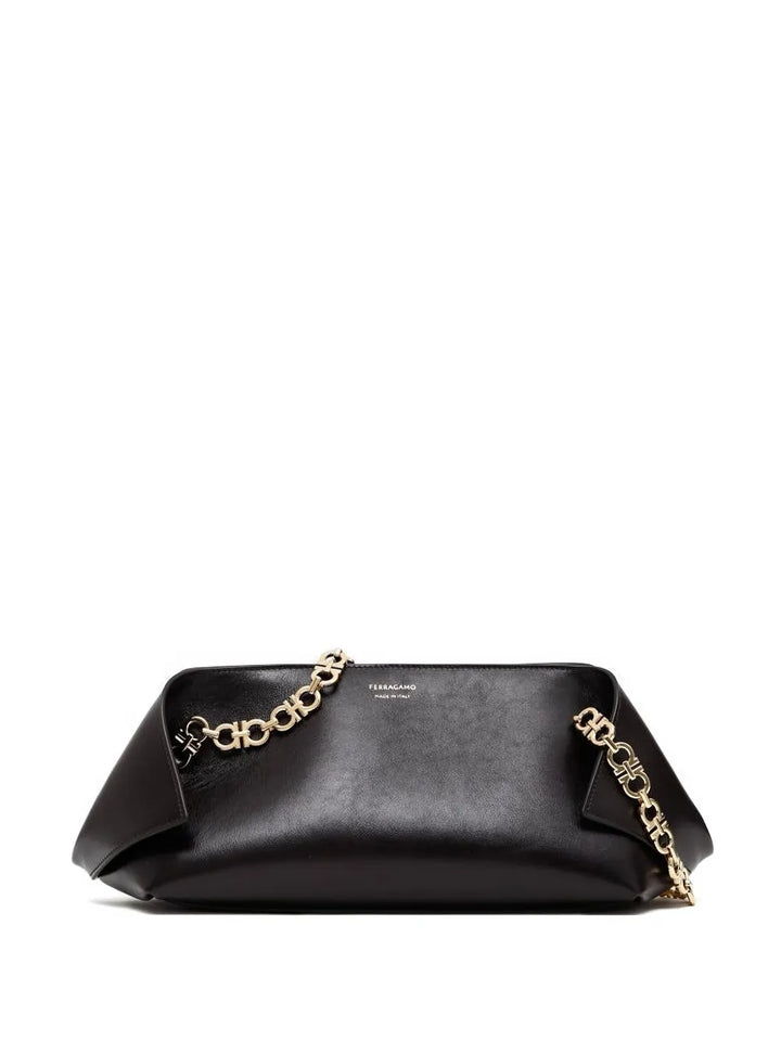 Ferragamo Small Folded Chain Link Flap Shoulder Bag — Same as shown — Size One Size — Front View