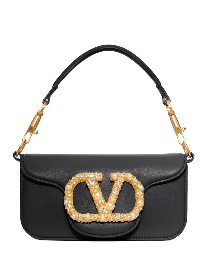 Valentino Garavani Vlogo Embellished Clasp Leather Shoulder Bag — Same as shown — Size One Size — Front View