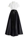 Greta Constantine Champneys Sequin Panel Maxi Dress — Black/ White/ Tan — Size XS — Front View