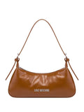 Love Moschino Curved Leather Shoulder Bag — Same as shown — Size One Size — Front View