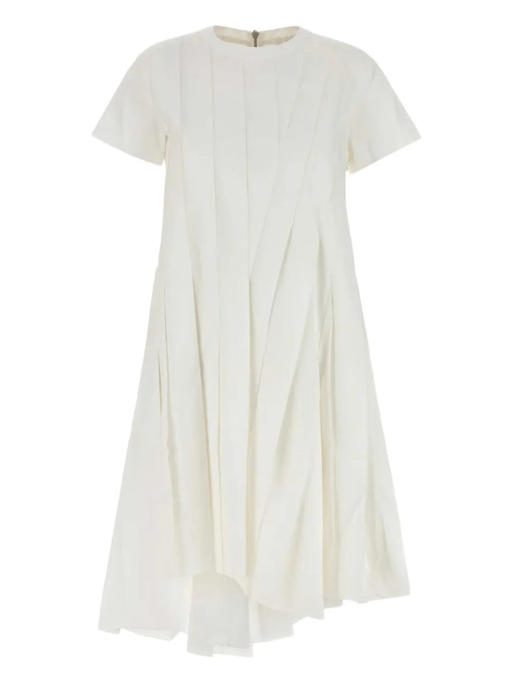 Sacai Pleated Panel Dress — White — Size S — Front View