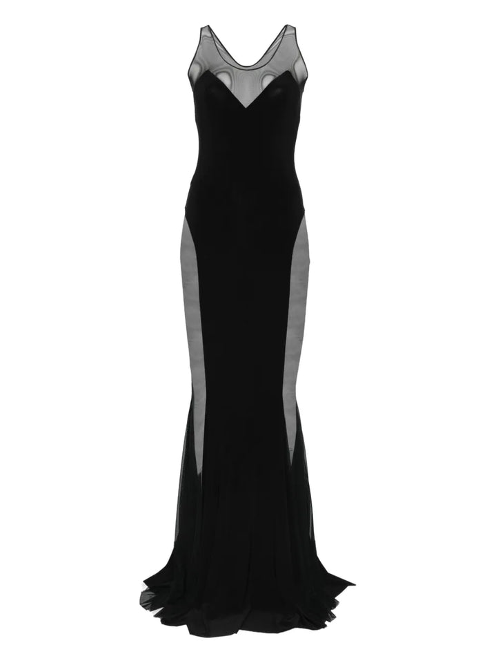 Norma Kamali Panelled Maxi Dress — Black — Size XS — Front View