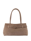 Manu Atelier Le Cambon East West Buckle Fastening Suede Shoulder Bag — Same as shown — Size One Size — Front View