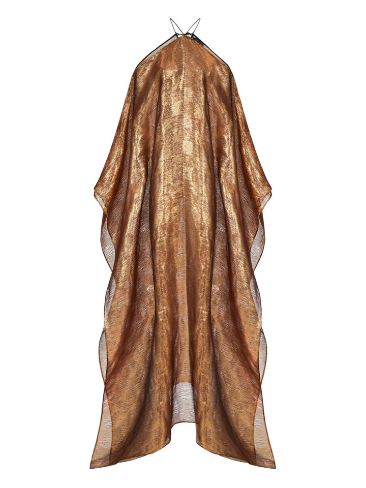 Taller Marmo Metallic Tassel Dress — Gold — Size XS — Front View