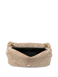 Saint Laurent Large Calypso Logo Plaque Suede Shoulder Bag — Same as shown — Size One Size — Detail View