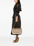 Saint Laurent Large Calypso Logo Plaque Suede Shoulder Bag — Same as shown — Size One Size — Side View
