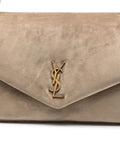 Saint Laurent Large Calypso Logo Plaque Suede Shoulder Bag — Same as shown — Size One Size — Top View