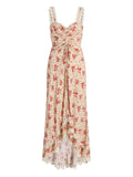 Cinq A Sept Stevie Lace Trimmed Floral Print Maxi Dress — Beige/ Red — Size XS — Front View