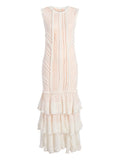 Cinq A Sept Maceio Ruffled Maxi Dress — White/ Red — Size S — Front View