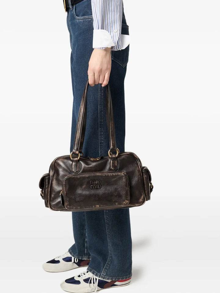 Miu Miu Pocket Logo Embossed Tote Bag — Same as shown — Size One Size — Side View