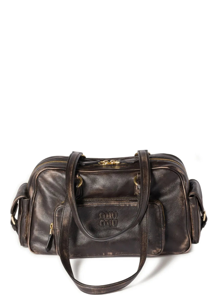 Miu Miu Pocket Logo Embossed Tote Bag — Same as shown — Size One Size — Front View