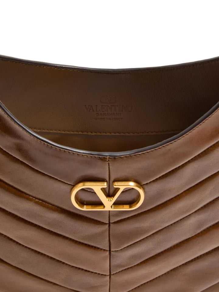 Valentino Garavani Chevron Pattern Stud Detail Shoulder Bag — Same as shown — Size One Size — Detail View