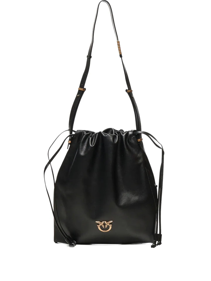 Pinko Drawstring Leather Shoulder Bag — Same as shown — Size One Size — Front View