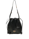 Pinko Drawstring Leather Shoulder Bag — Same as shown — Size One Size — Front View