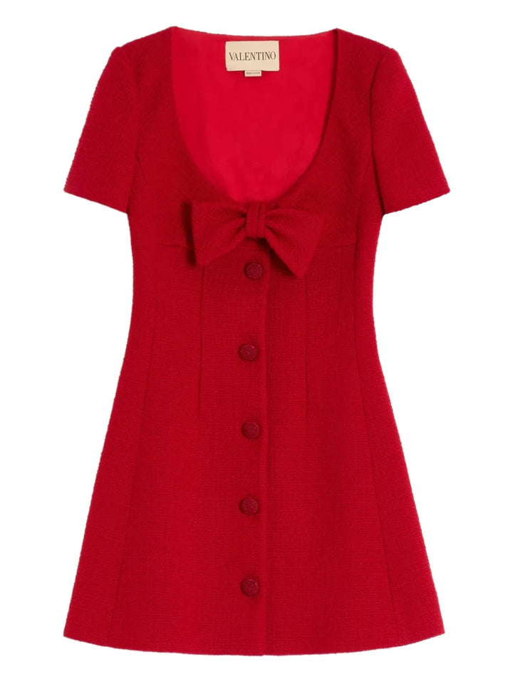 Valentino Garavani Short Dress In Plain Wool Tweed — Same as shown — Size XS — Front View