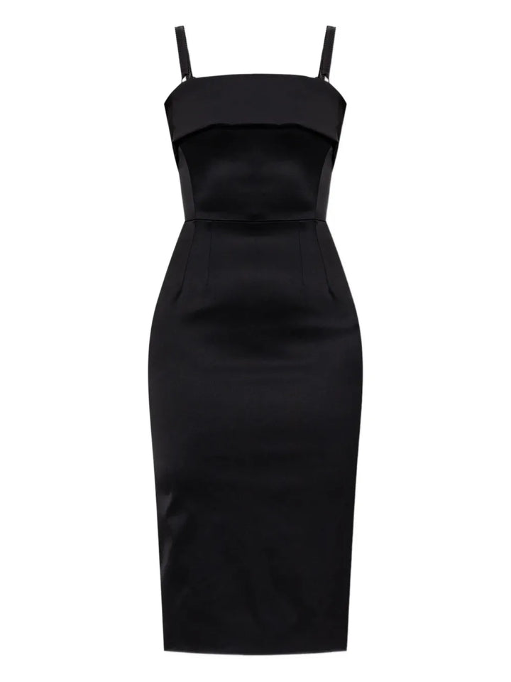 Dolce Gabbana Satin Strap Mini Dress — Black — Size S — Front View