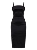 Dolce Gabbana Satin Strap Mini Dress — Black — Size S — Front View