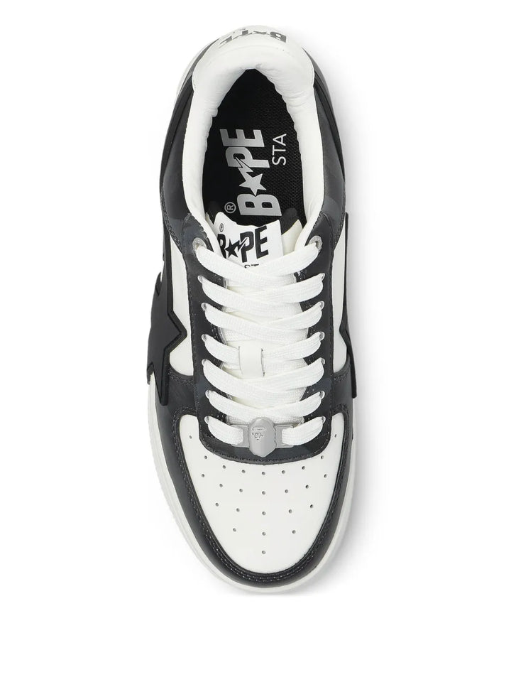 A Bathing Ape?Bape Sta Star-Patch Sneakers — Black / White — Size US M 11 - US W 12.5 — Back View