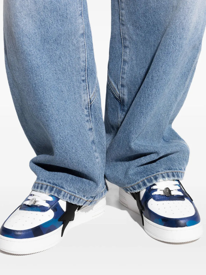 A Bathing Ape?Star-Patch Sneakers — Blue — Size US M 3.5 - US W 5 — Top View