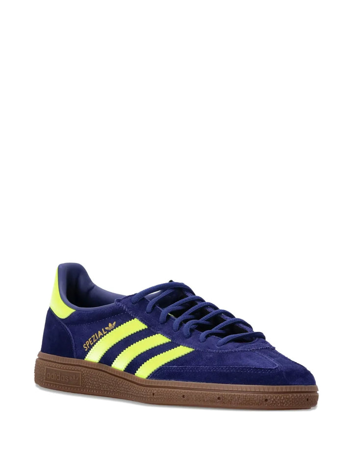 adidas Handball Spezial Three-Stripe Suede Sneakers — Blue — Size US M 9 - US W 10.5 — Side View