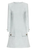 Oscar De La Renta Gingham Checked Button Detailed Mini Dress — Blue — Size XS — Front View