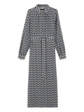 Weekend Max Mara Printed Silk Maxi Shirt Dress — Blue/ Red — Size S — Front View