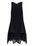Alaia Sleeveless Ruffled Hem Midi Dress — Black — Size XS — Front View