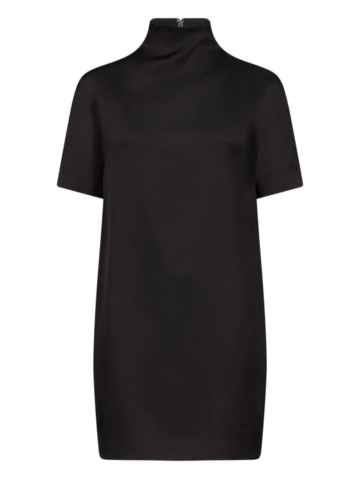 Loulou De Saison Elton Mock Neck Short Sleeve Dress — Black — Size XS — Front View
