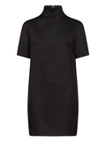 Loulou De Saison Elton Mock Neck Short Sleeve Dress — Black — Size XS — Front View
