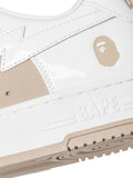 A Bathing Ape?Star-Patch Leather Sneakers — Beige / White — Size US M 5.5 - US W 7 — Detail View