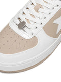 A Bathing Ape?Star-Patch Leather Sneakers — Beige / White — Size US M 5.5 - US W 7 — Top View