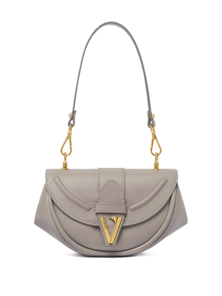 Versace Small Virtus Leather Shoulder Bag — Same as shown — Size One Size — Front View