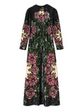 La Doublej Sequin Embroidery Floral Pattern Maxi Dress — Black — Size XS — Front View