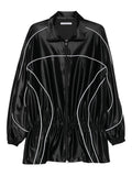 Alexander Wang Reflective Piping Drop Waist Mini Dress — Black — Size XS — Front View